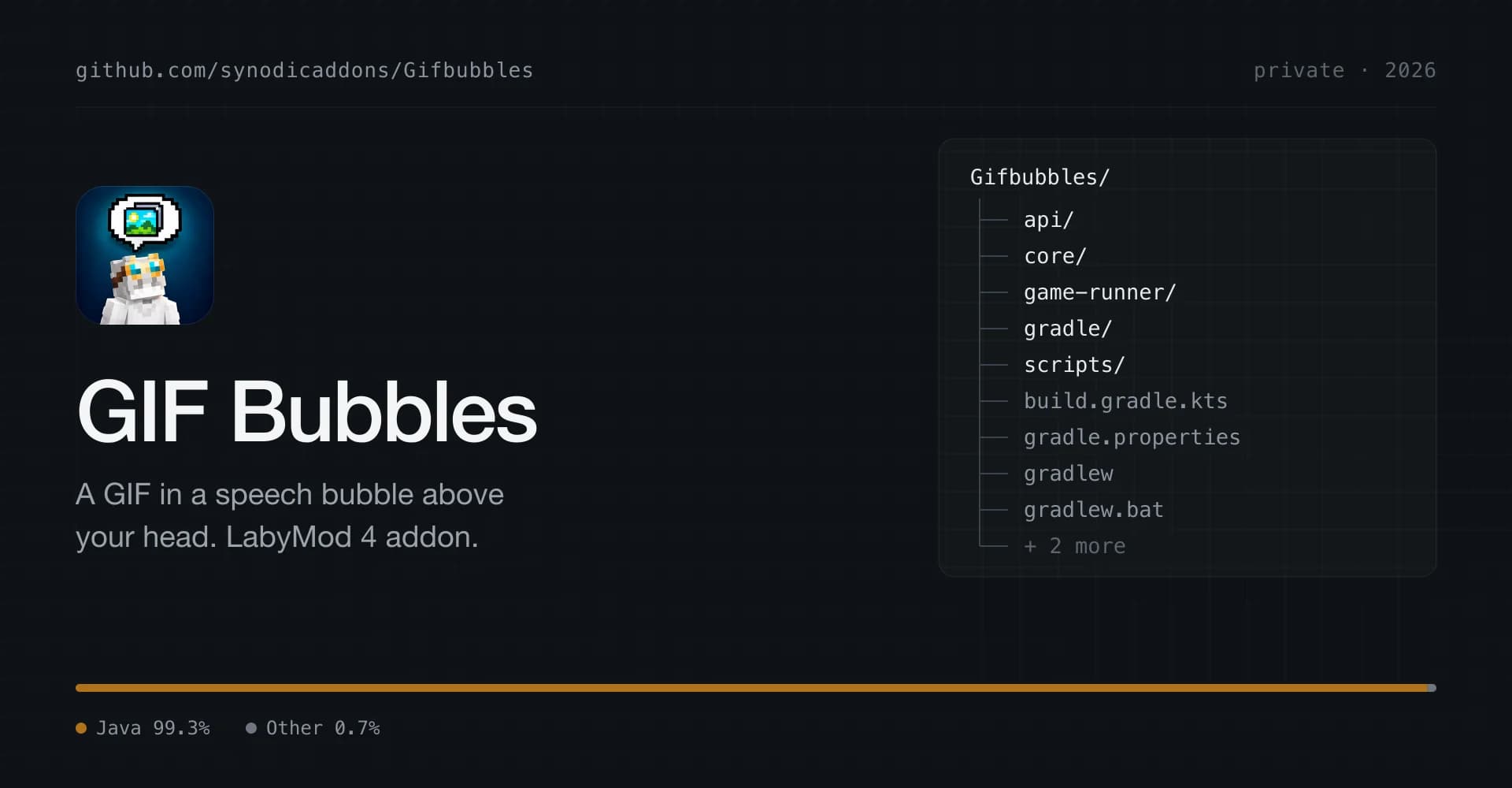 Cover for GIF Bubbles with its icon and file tree