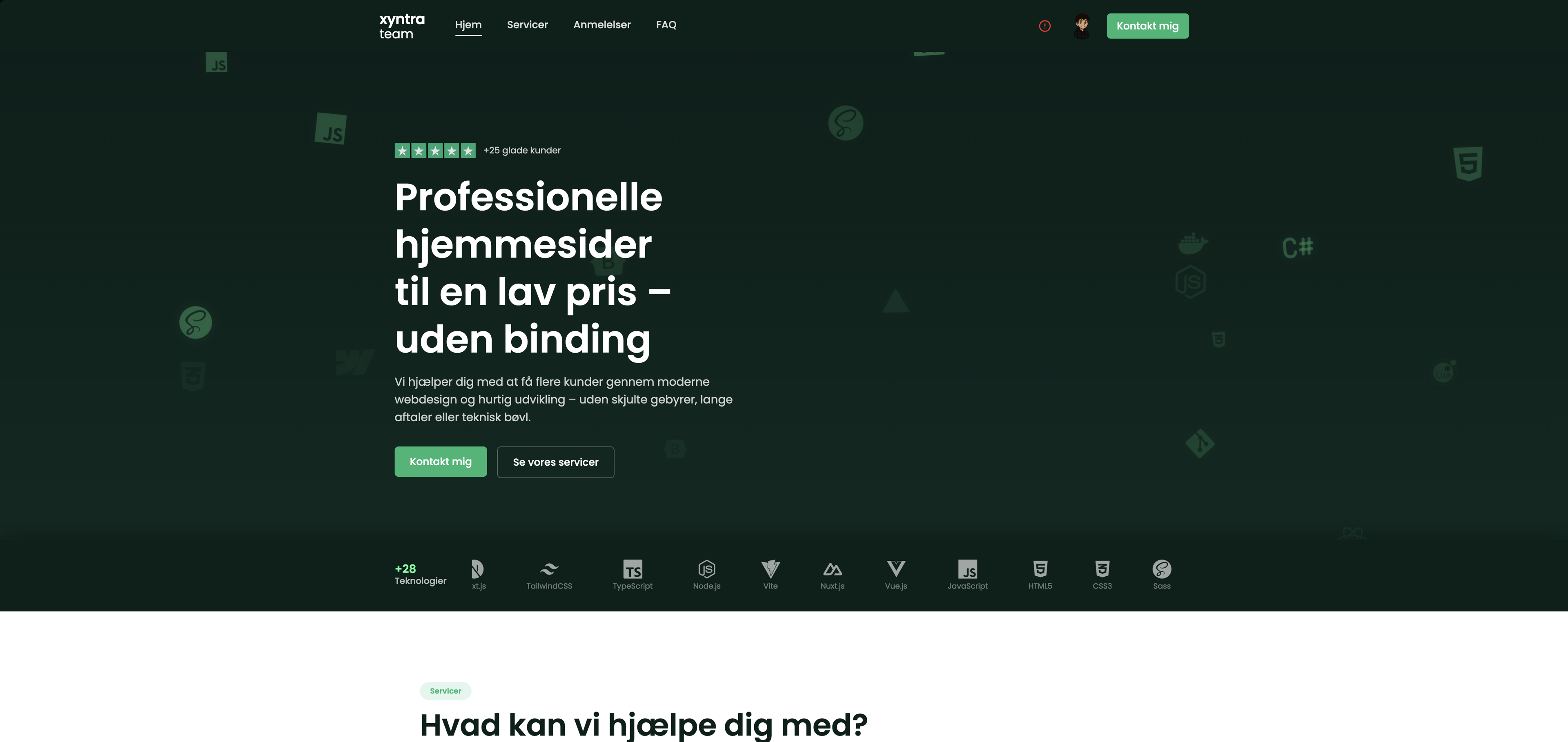 Xyntra team website with a dark landing page