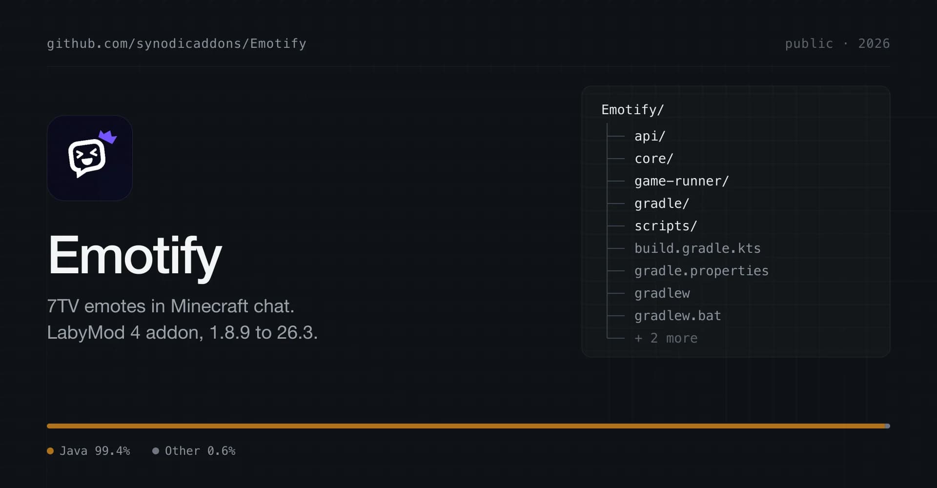 Cover for Emotify with its icon and file tree