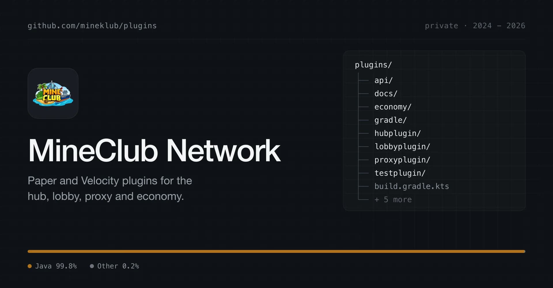Cover for MineClub Network with the plugin folders from the repository